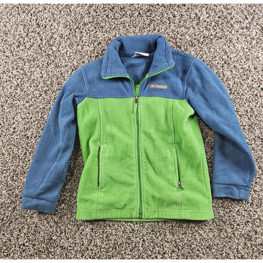 Columbia Boys' Sz XS Mountain II Fleece Jacket Green Blue Zip Up